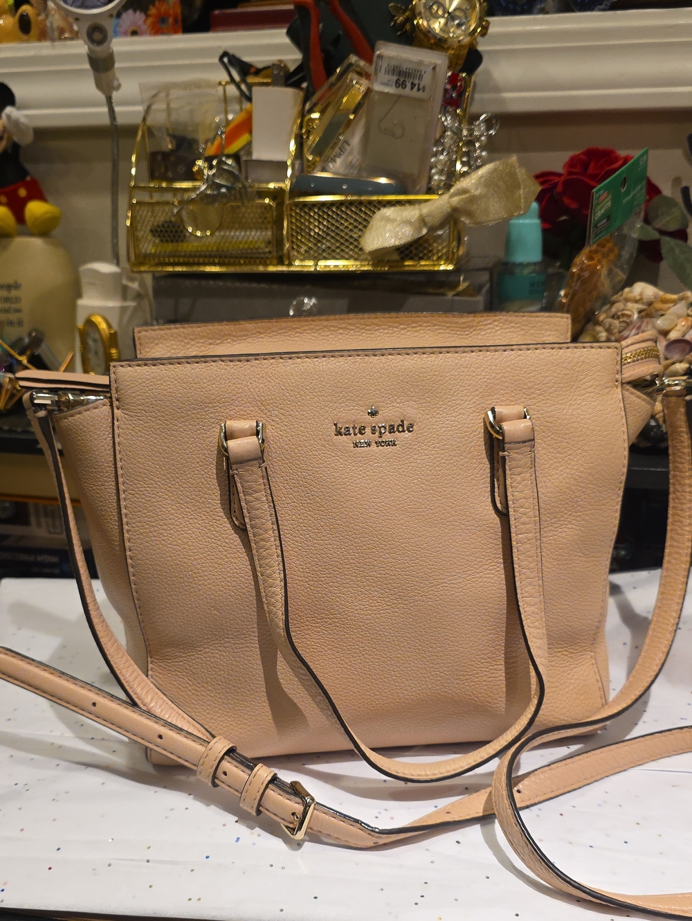 kate spade Blush Pink Pebbled Leather Crossbody Satchel